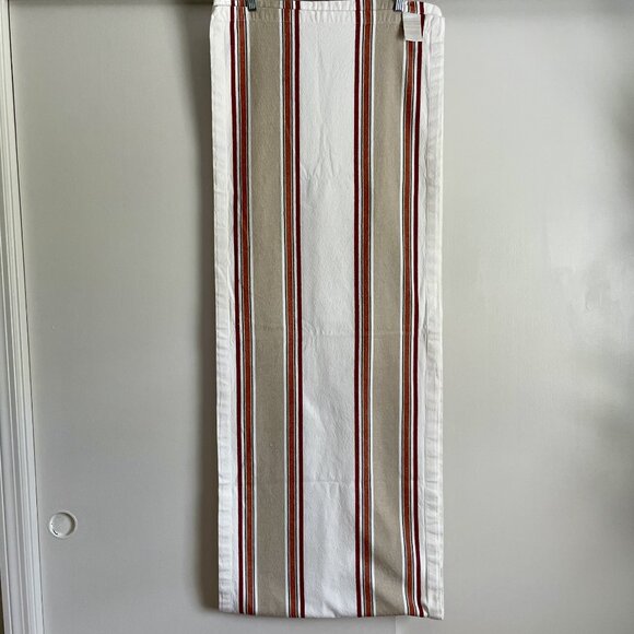 Williams Sonoma Stripe Table Runner 20" x 108" Cream Tan Red Orange Cotton - Picture 9 of 11